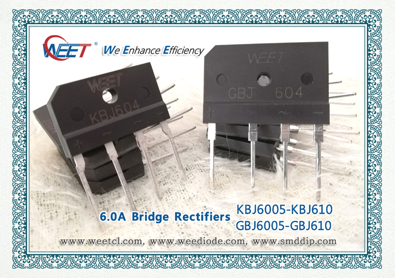 WEE Technolgoy Single Phase 6.0 AMPS. Glass Passivated Bridge Rectifiers GBJ604 and KBJ604